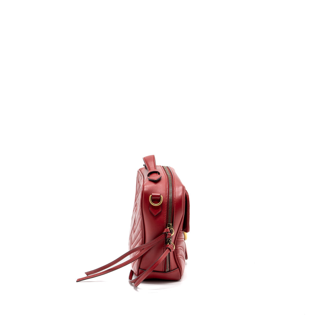 Gucci GG Marmont Matelasse Shoulder Bag Calfskin Red