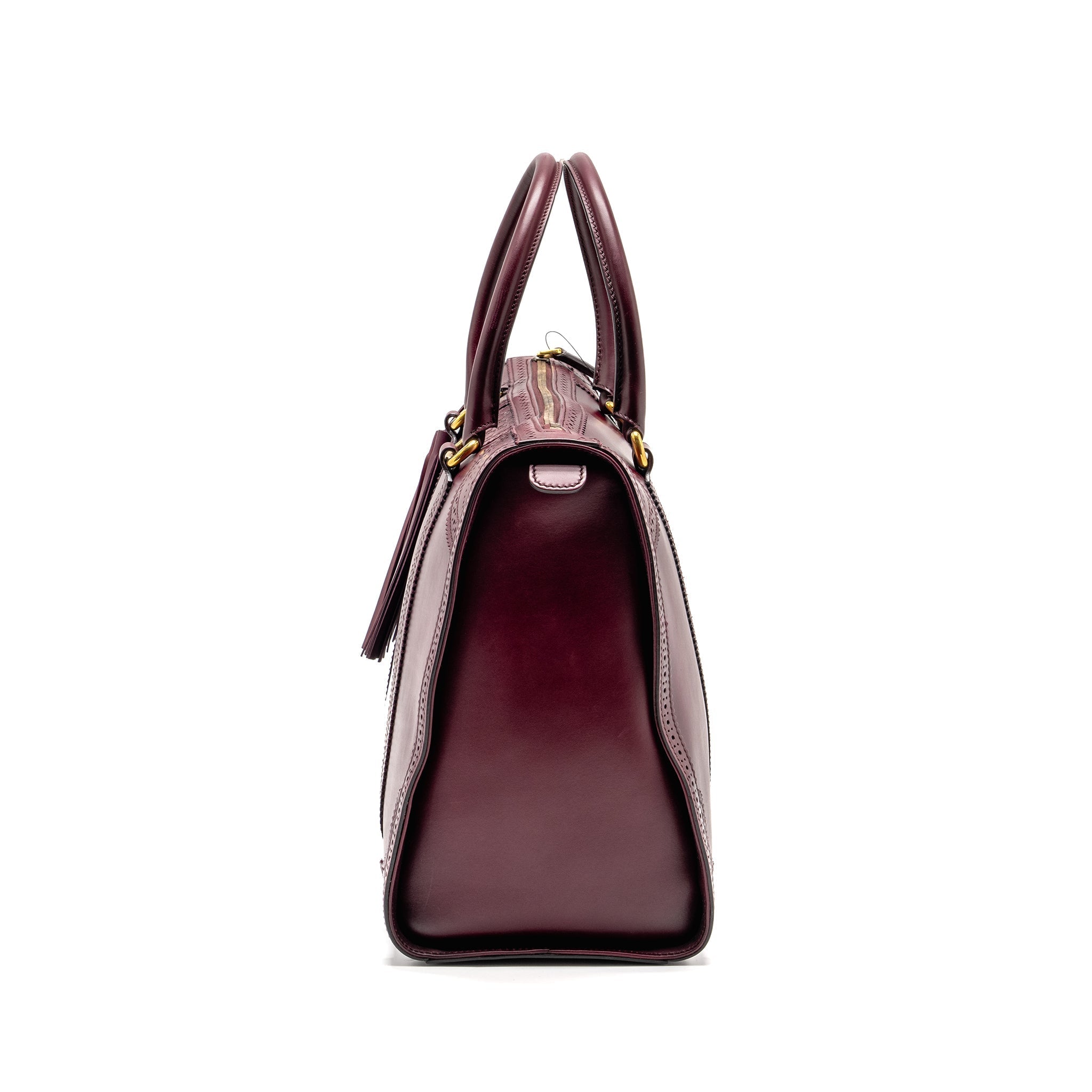 Gucci Vintage Duilio Brogue Boston Bag Calfskin Burgundy