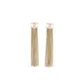 Chanel CC Logo Tassel Earrings Light Gold Tone