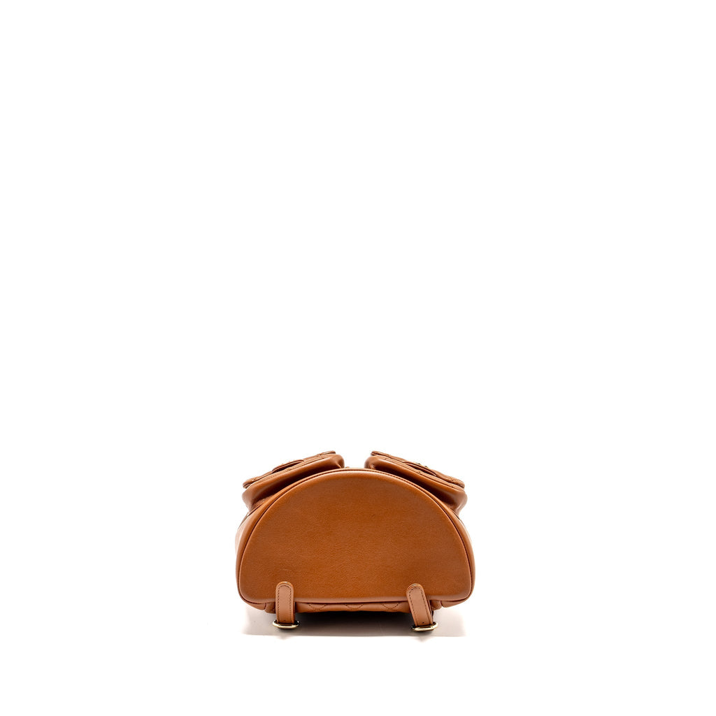 Chanel 23a Triple Pack Backpack Calfskin Caramel L (microchip)