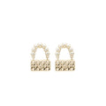 Chanel Flap Bag Dropped Earrings Pearl Light Gold Tone