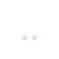 Chanel Classic CC Logo Earrings Crystal Light Gold Tone