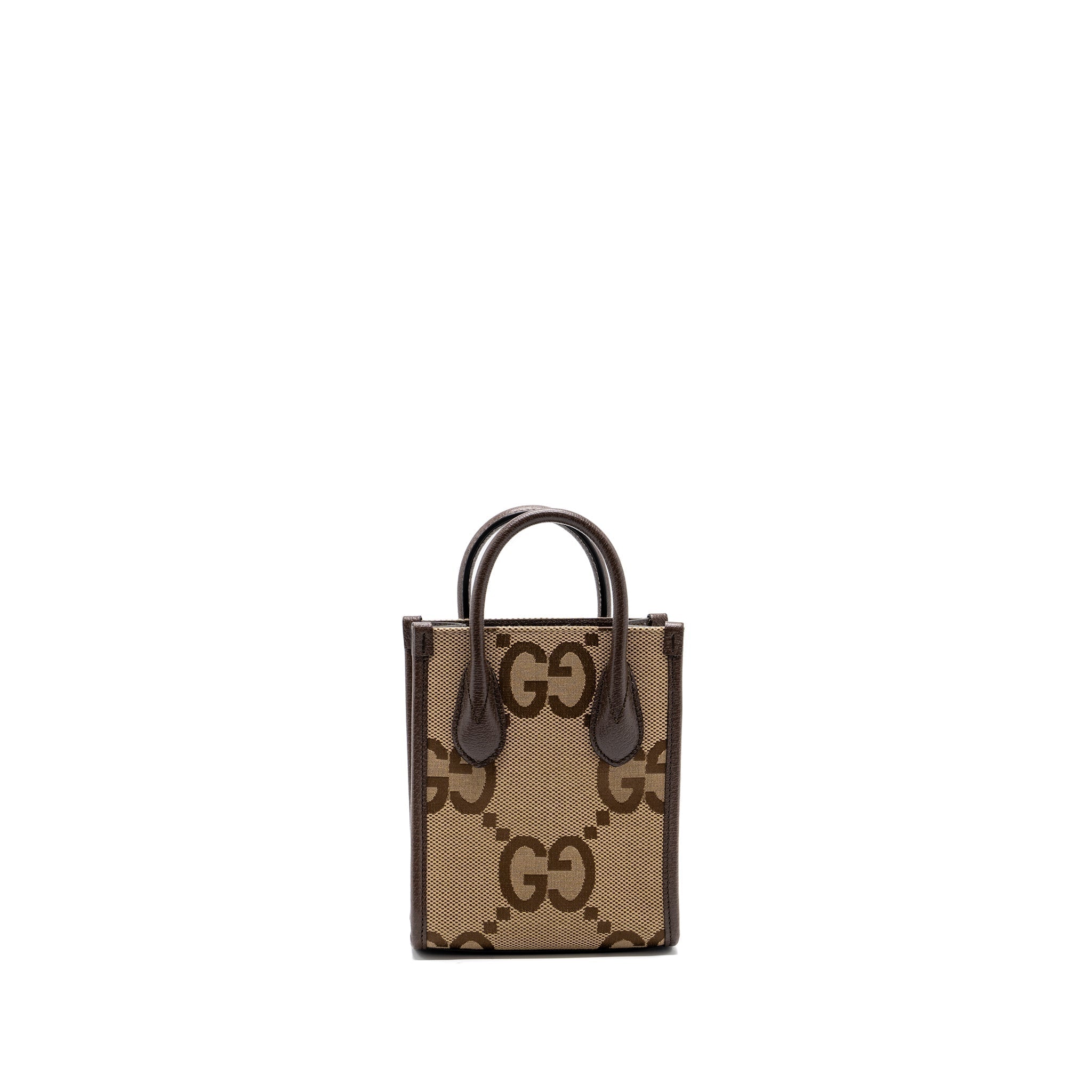 Gucci MINI JUMBO GG TOTE BAG CANVAS / LEATHER CAMEL / EBONY