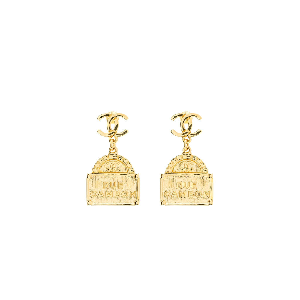 Chanel CC Logo Rue Cambo Drop Earring