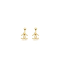 Chanel CC Drop Earrings Gold Tone