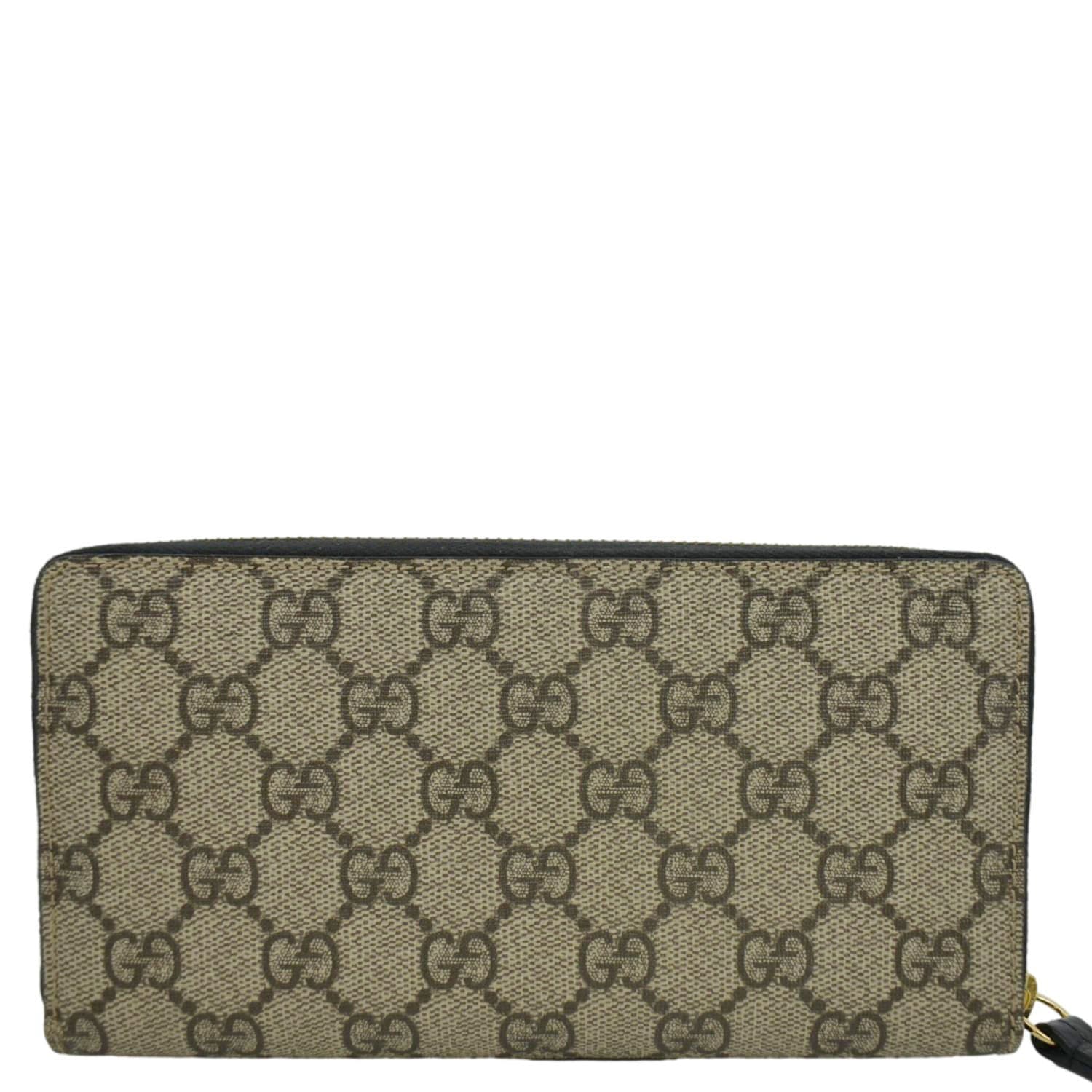 GUCCI GG Marmont Canvas Leather Zip Around Wallet Black 456117