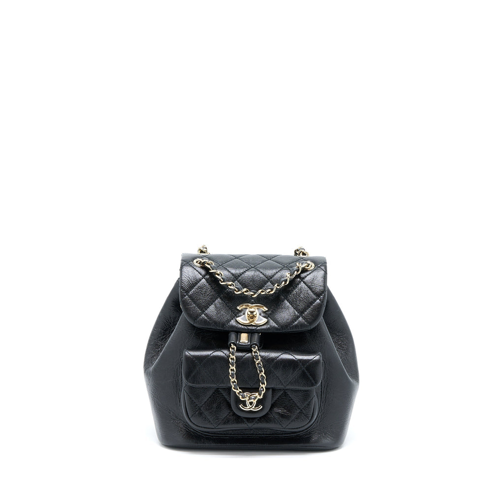 Chanel 22C Mini Duma Backpack Aged Calfskin Black L (Microchip)