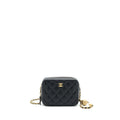 Chanel 22C Pearl Crush Mini Camera Case With Chain Black Lambskin