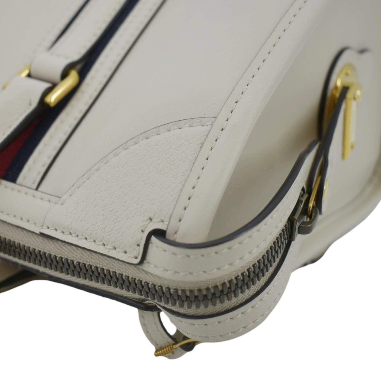 GUCCI Medium Top Handle Leather Shoulder Bag White 715666