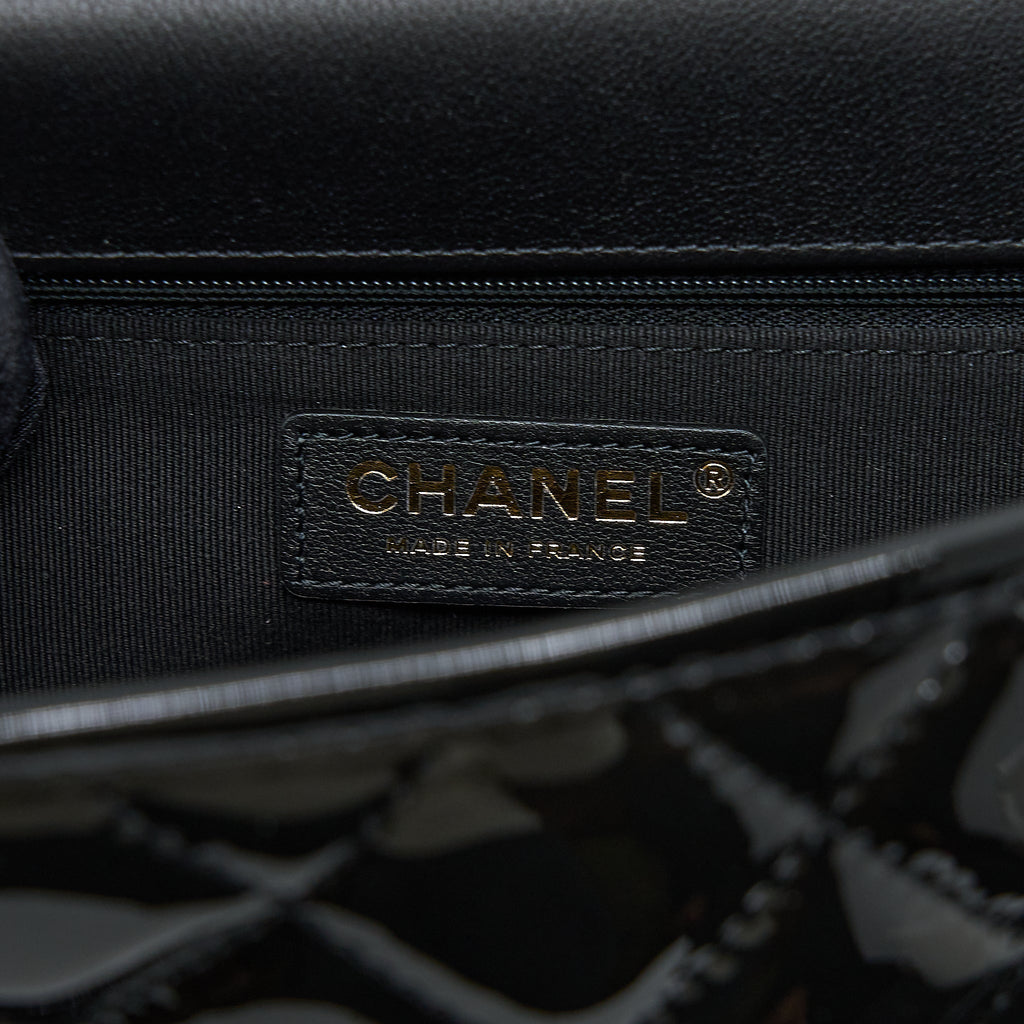 Chanel 22K Large Backpack Patent Black Brushed  (Microchip)