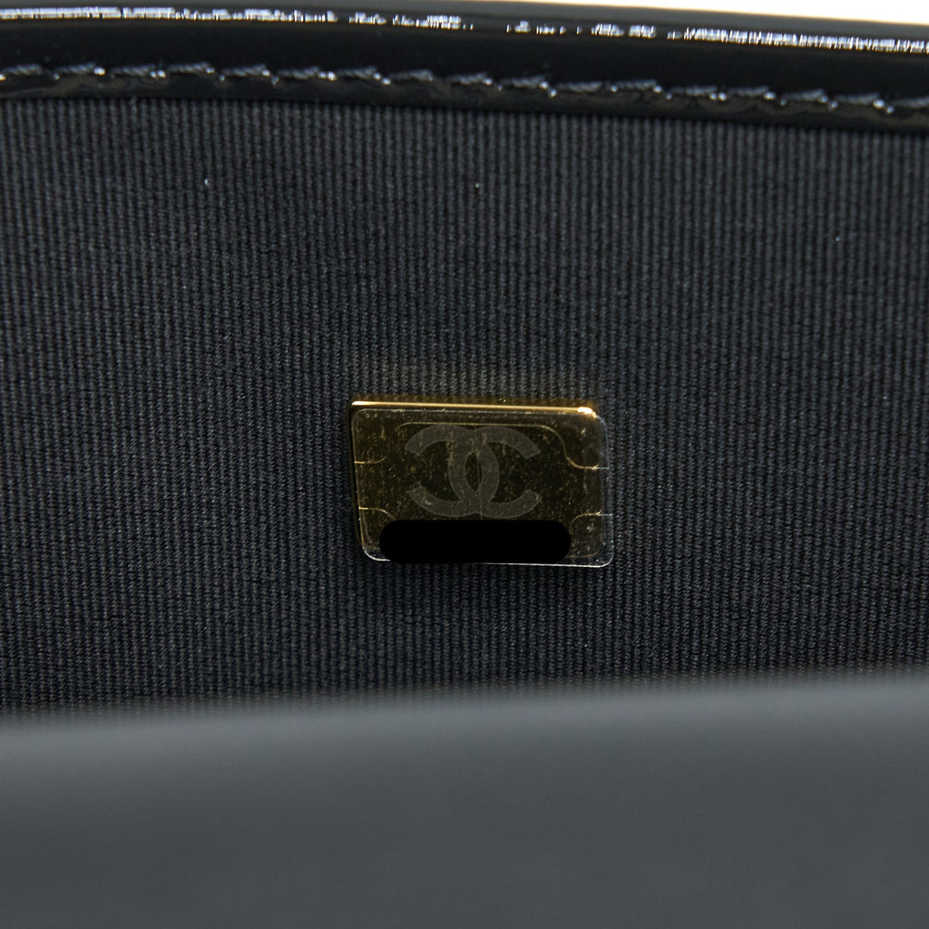 Chanel 22K Large Backpack Patent Black Brushed  (Microchip)
