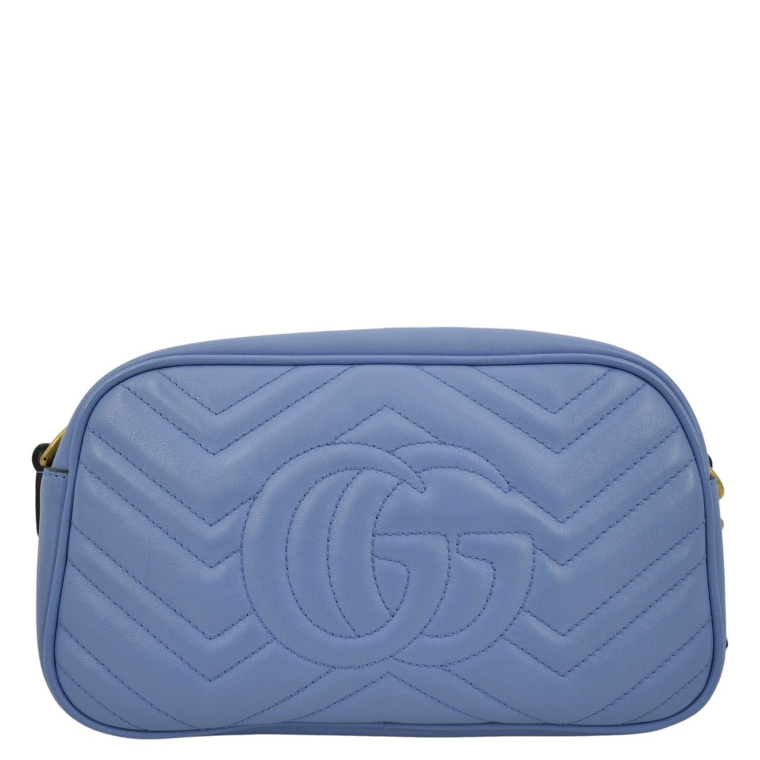 GUCCI GG Marmont Matelasse Leather Crossbody Bag Light Blue 447632