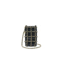Chanel Gold Clutch O Chain Phone Holder black