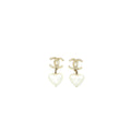 Chanel 22C CC Logo Heart Drop Earring Light Gold Tone