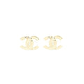 Chanel Giant CC Logo Earrings Light Gold Tone