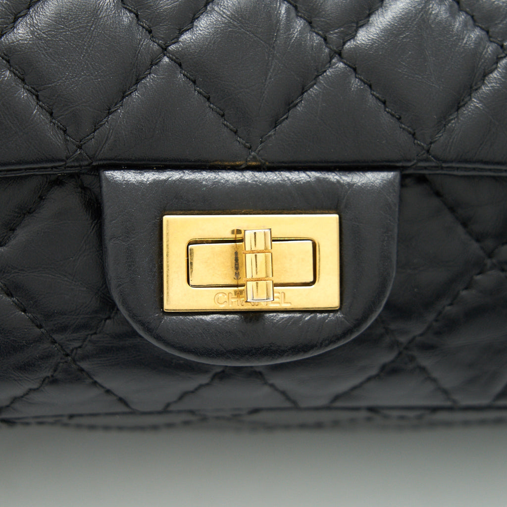 Chanel 2.55 Reissue Small Flap Bag Aged Calfskin in Black