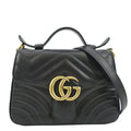 GUCCI GG Marmont Leather Top Handle Crossbody Bag Black 547260