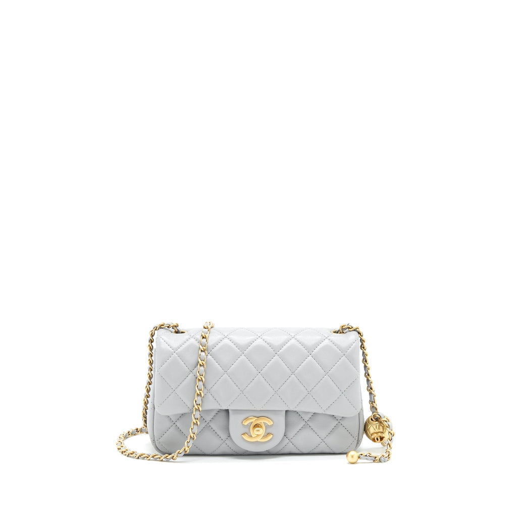 Chanel 21B pearl Crush Mini Rectangular Flap Bag Grey