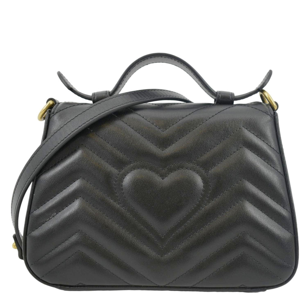 GUCCI GG Marmont Leather Top Handle Crossbody Bag Black 547260