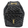 YVES SAINT LAURENT Sequin Leather Backpack Bag Black
