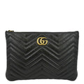 GUCCI GG Marmont Matelasse Chevron Leather Pouch Black 525541