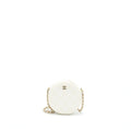Chanel mini round Bag with Chain Caviar White L