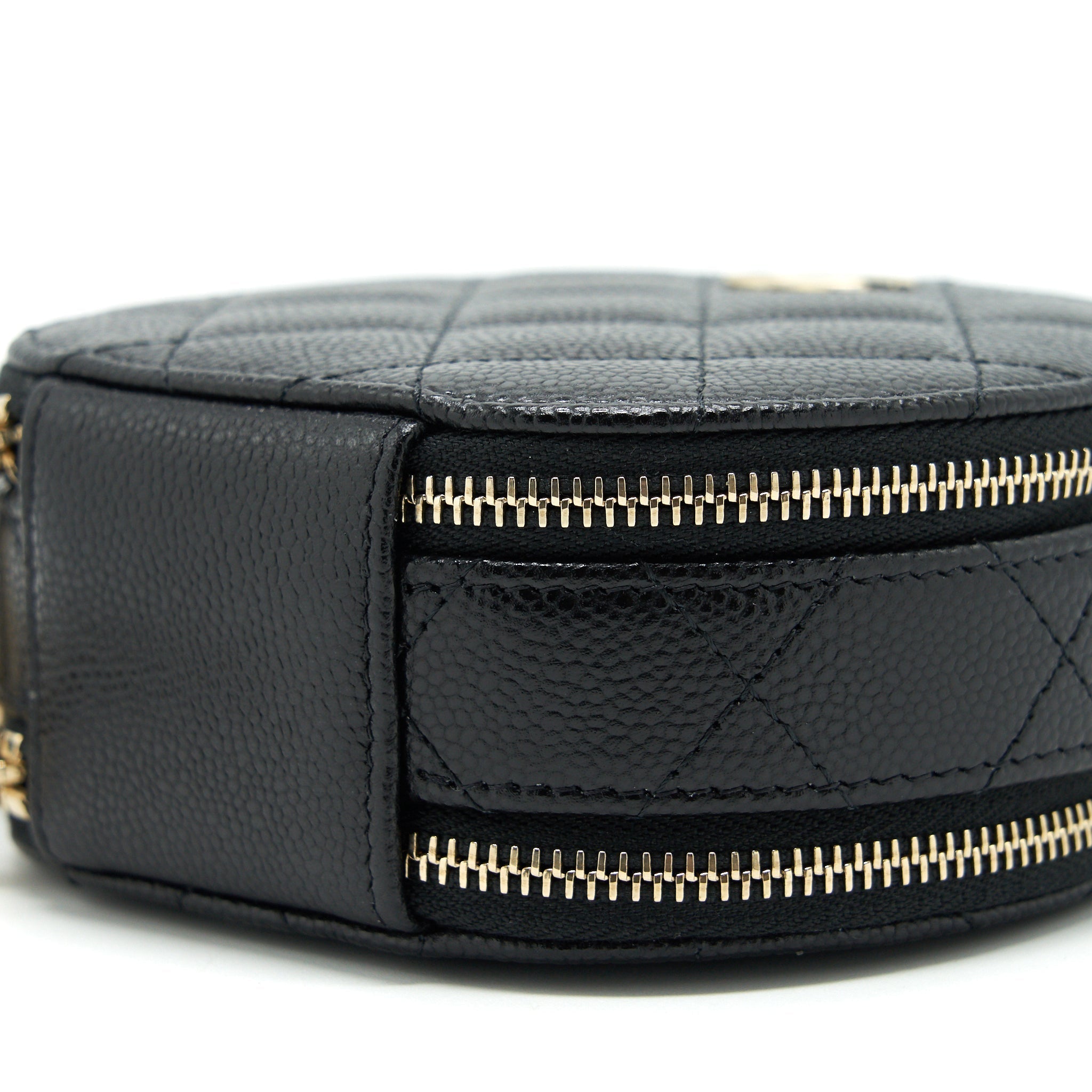 Chanel 22C Top Handle Mini Round Vanity On Chain Caviar Black L