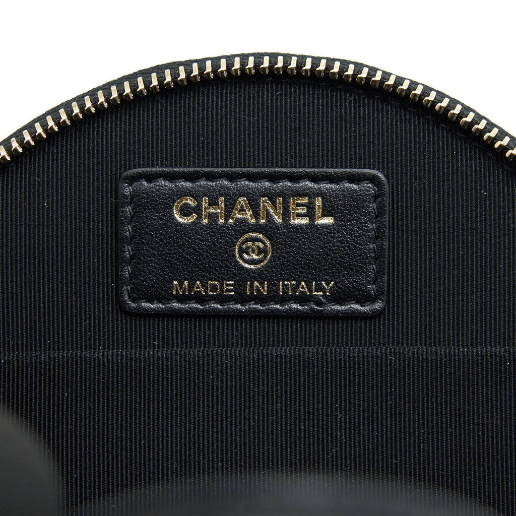 Chanel 22C Top Handle Mini Round Vanity On Chain Caviar Black L