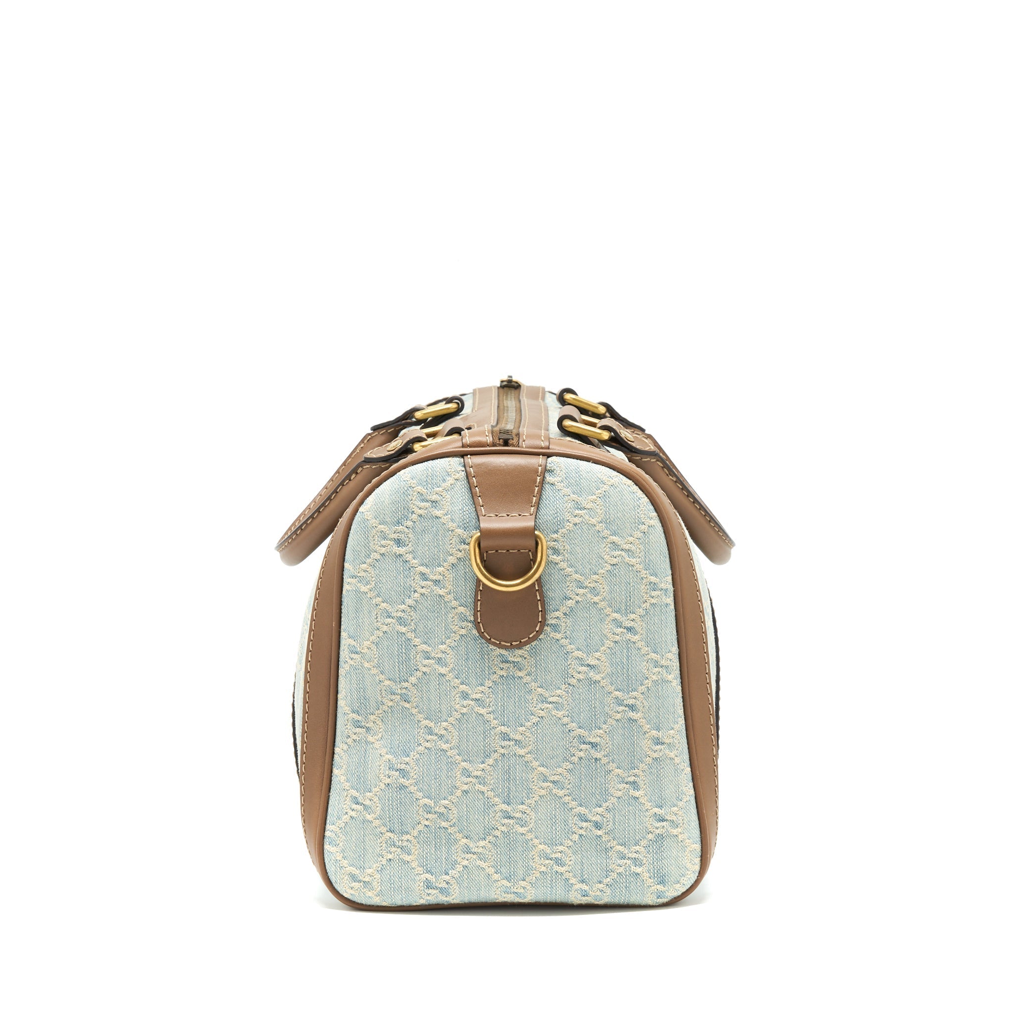 Gucci GG Denim Boston Bag With Cross Body Strap