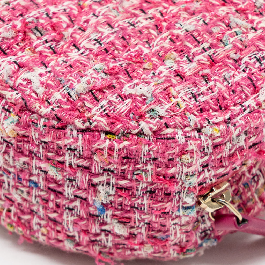 Chanel Round Clutch With Chain Tweed Pink/Multicolour L