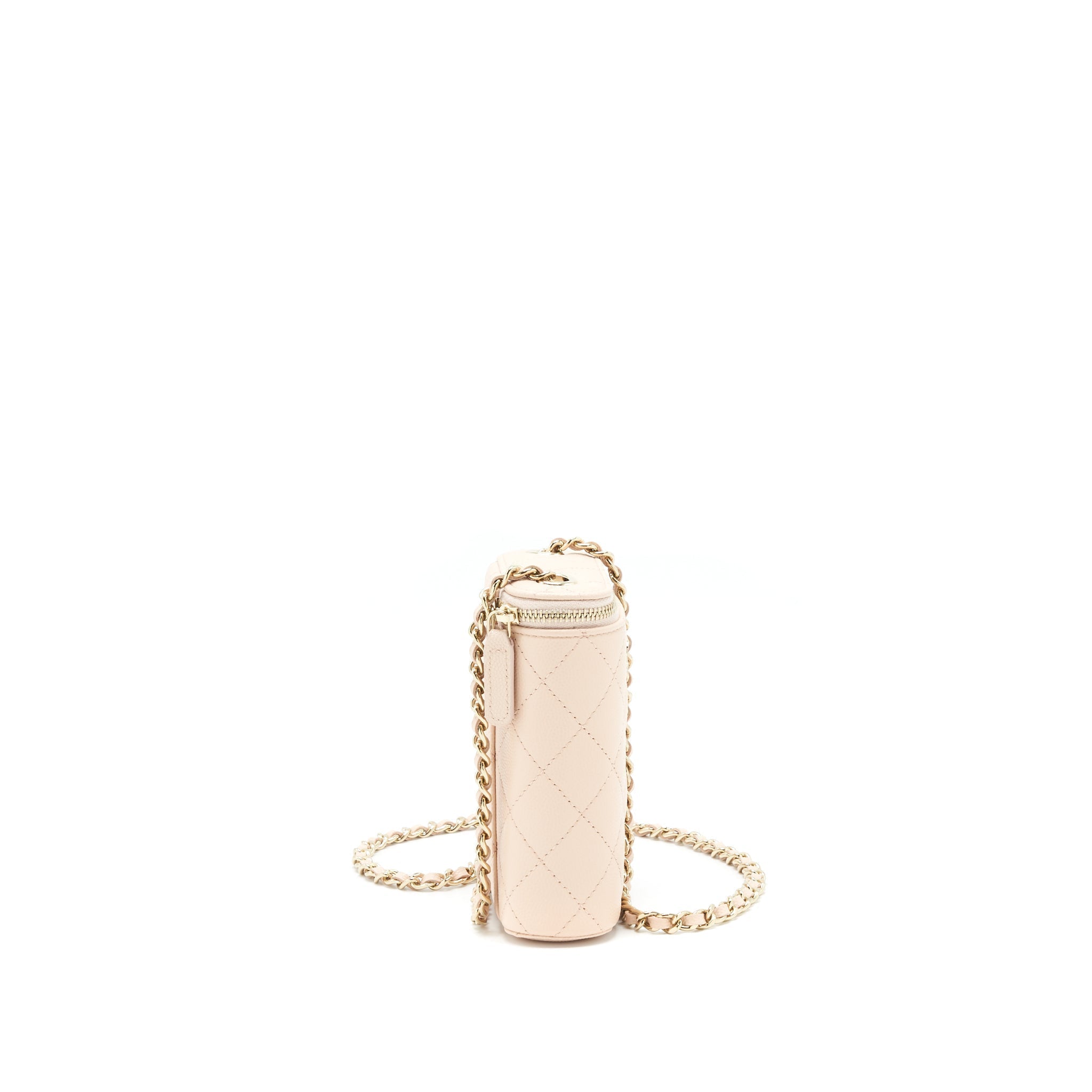 Chanel 22C Light Beige Caviar Vertical Vanity With Chain L
