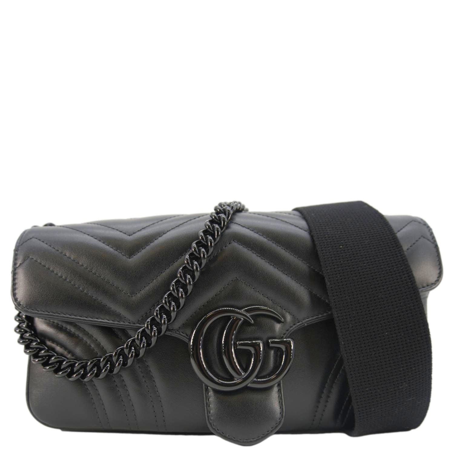 GUCCI GG Marmont Small Leather Shoulder Bag Black 734814