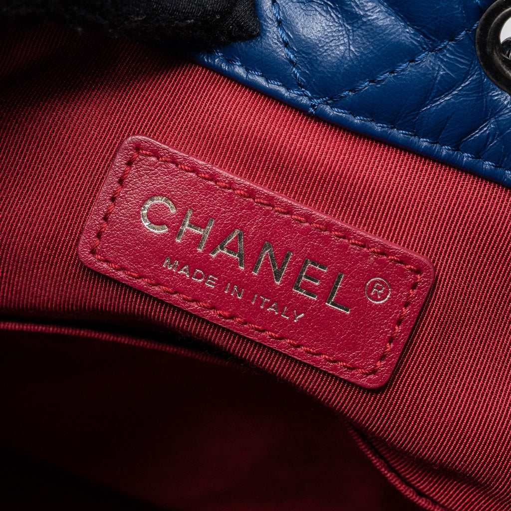 Chanel Medium Gabrielle Backpack Aged Calfskin Blue Multicolour Hardware
