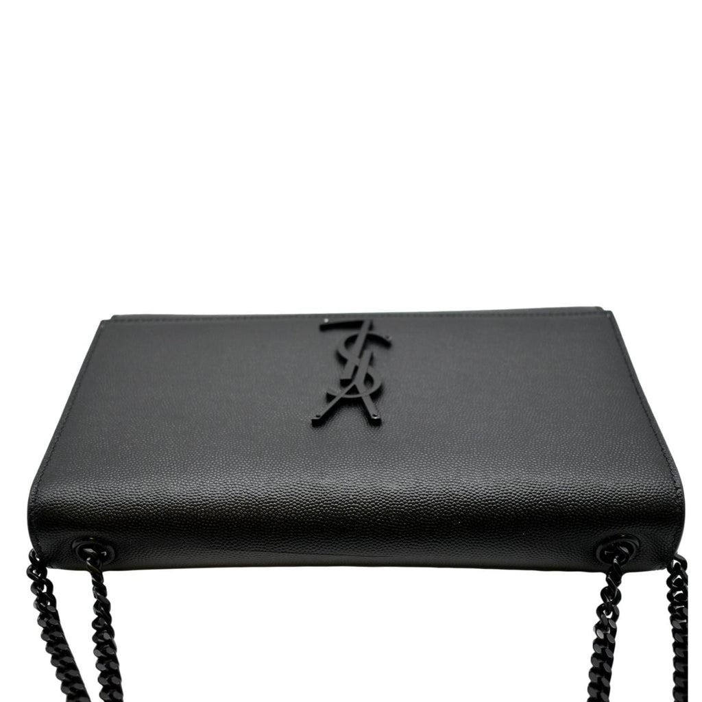 YVES SAINT LAURENT Kate Leather Chain Clutch Crossbody Bag Black