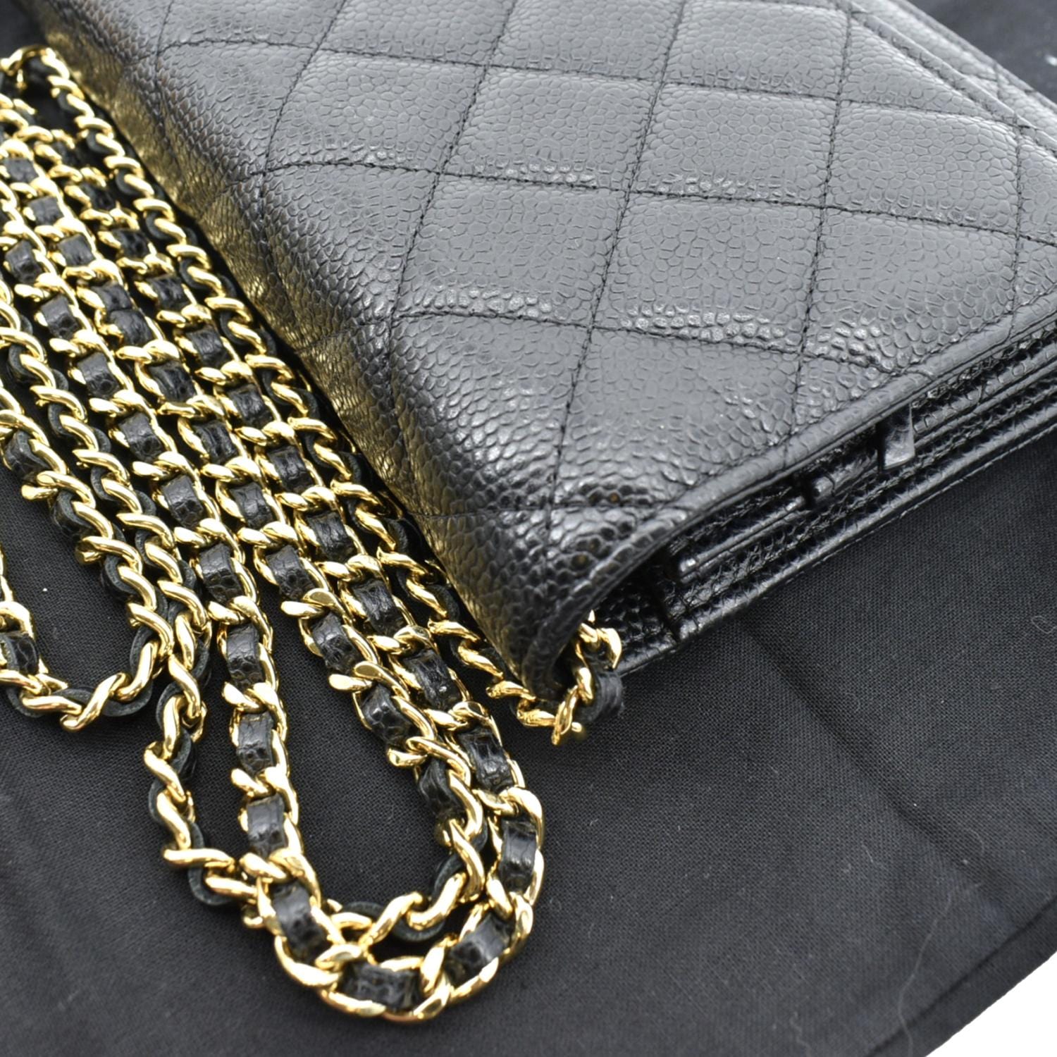 CHANEL Boy Woc Caviar Leather Wallet On Chain Clutch Bag Black