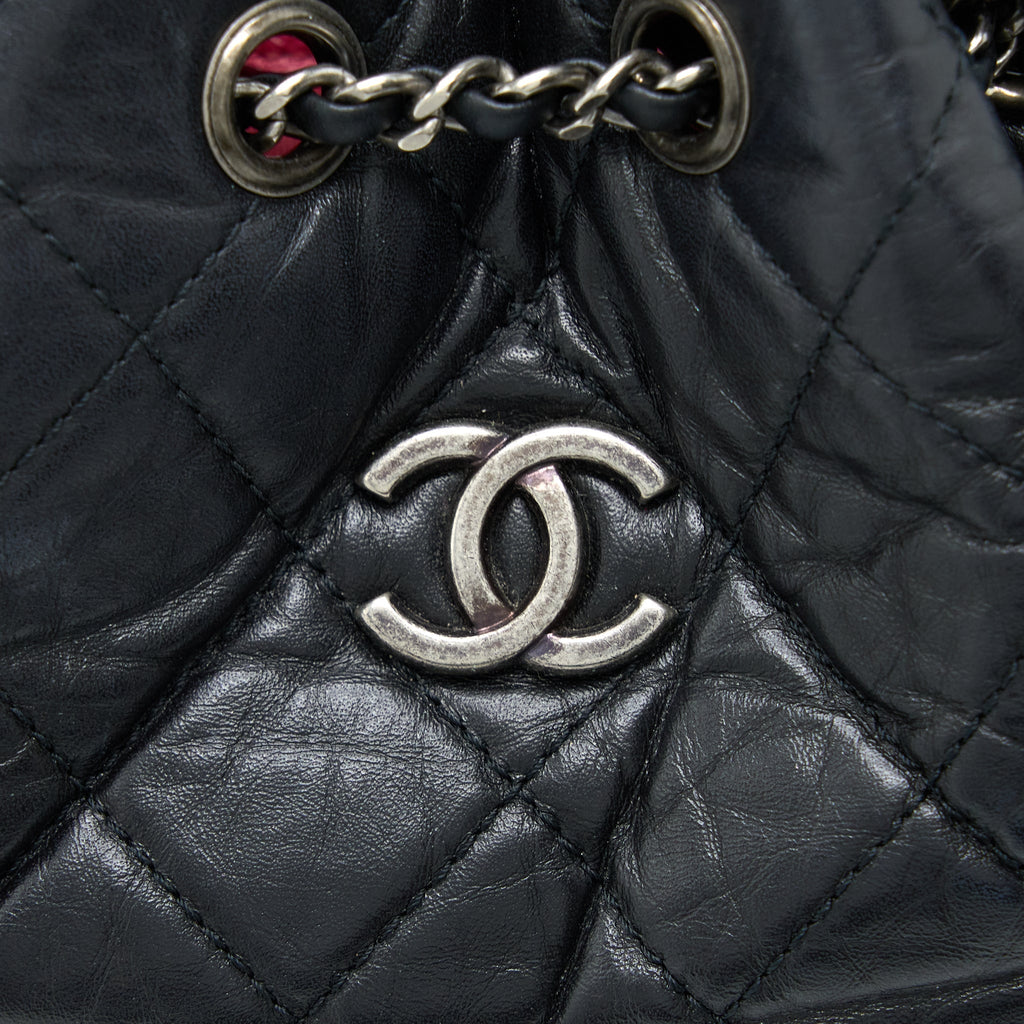 Chanel Small Gabrielle Backpack Aged Calfskin Black Multicolour Hardware