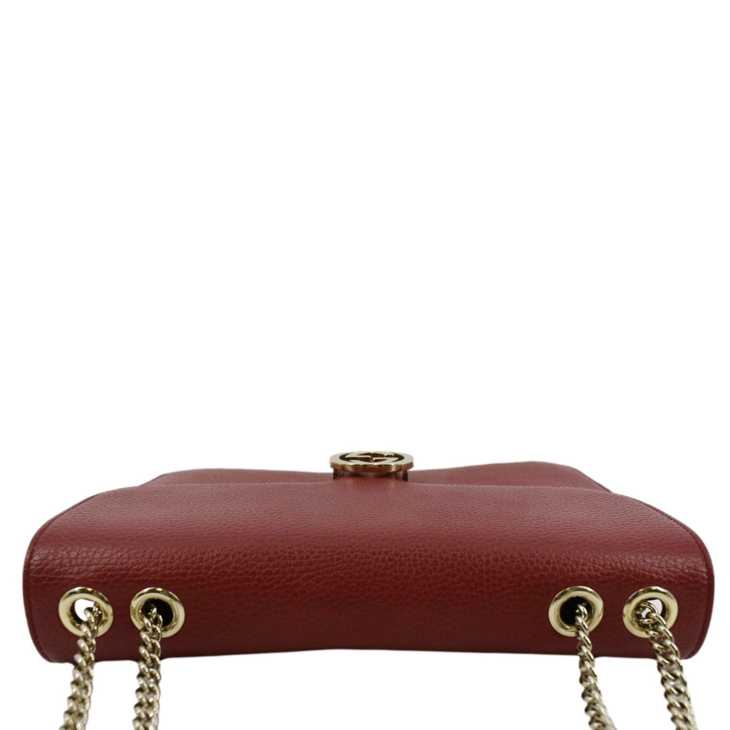 GUCCI Interlocking GG Calfskin Leather Crossbody Bag Red 510303
