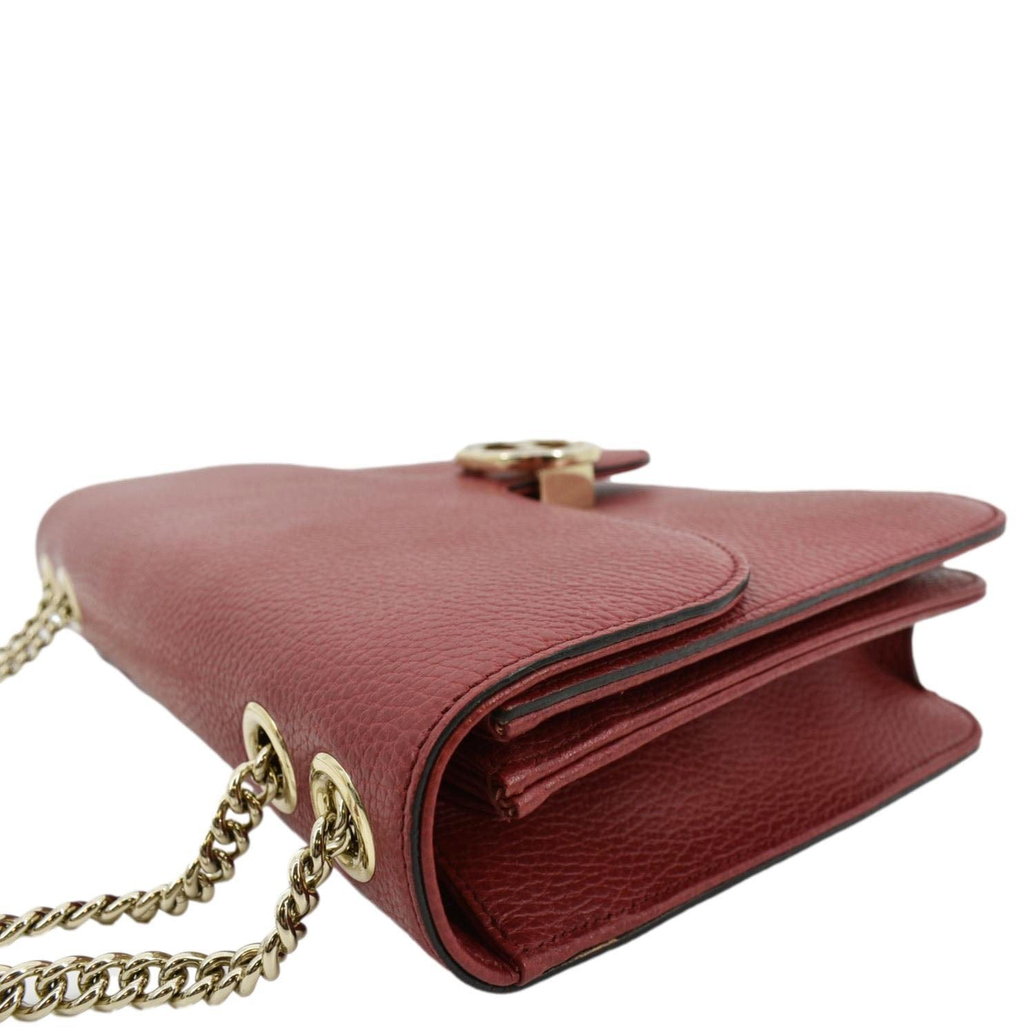 GUCCI Interlocking GG Calfskin Leather Crossbody Bag Red 510303