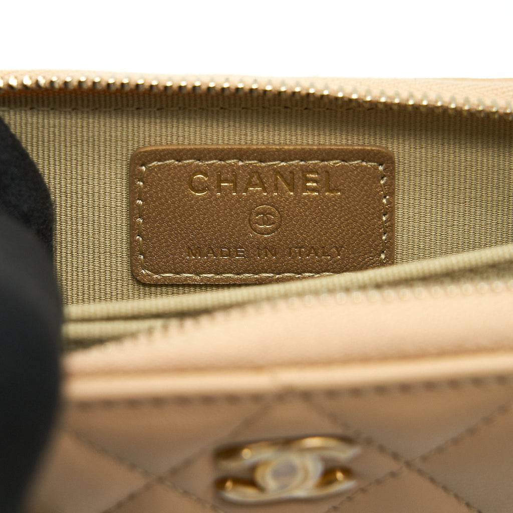 Chanel 22C Pearl Crush  Holder With Chain Beige