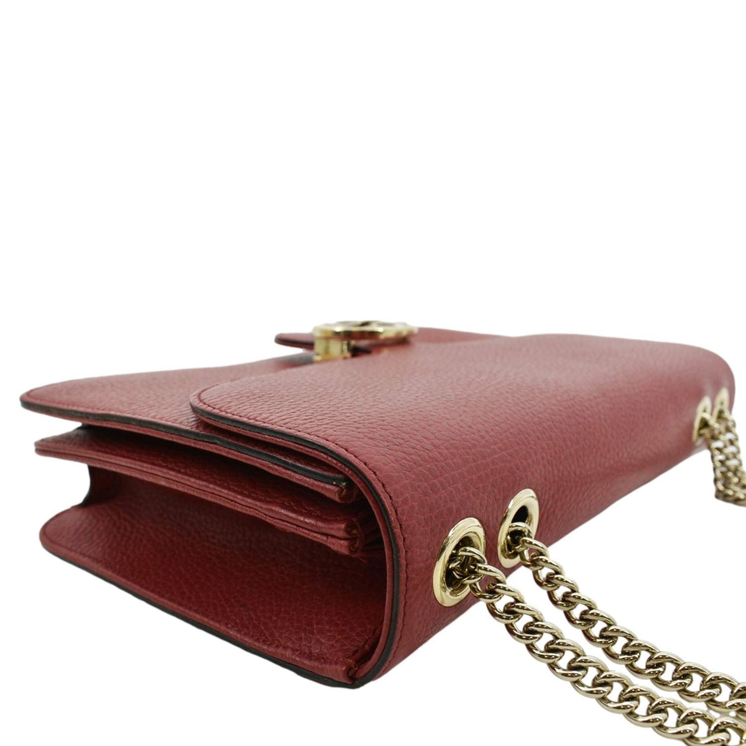 GUCCI Interlocking GG Calfskin Leather Crossbody Bag Red 510303