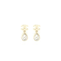Chanel CC And Crystal Drop Earrings Light Gold Tone