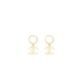Chanel Pearl And CC Logo Drop Earrings Light Gold Tone