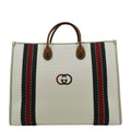 GUCCI GG Interlocking Canvas Web Shoulder Bag White 701733