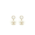 Chanel Heart Pearl Crystals CC Logo Earrings L