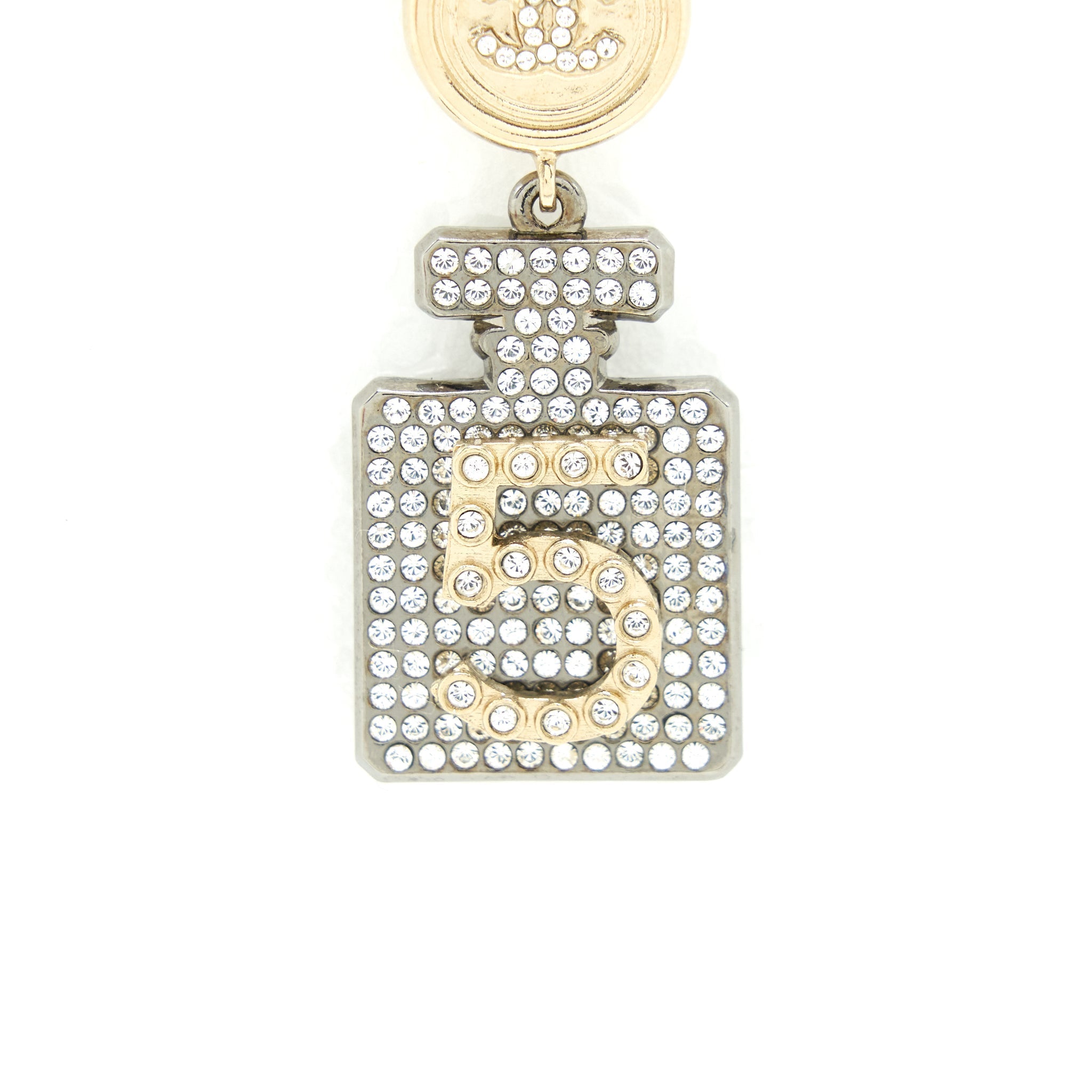 Chanel No.5 Perfume Bottle Crystal Drop Earrings L