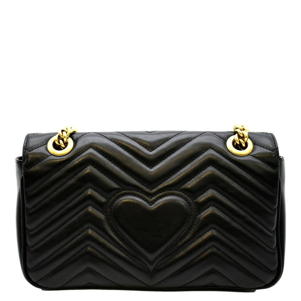 GUCCI GG Marmont Small Matelasse Leather Crossbody Bag Black 443497
