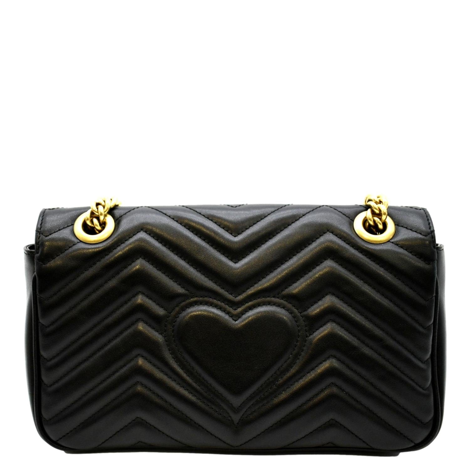 GUCCI GG Marmont Small Matelasse Leather Crossbody Bag Black 443497