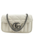 GUCCI GG Marmont Super Mini Matelasse Leather Shoulder Bag White 476433