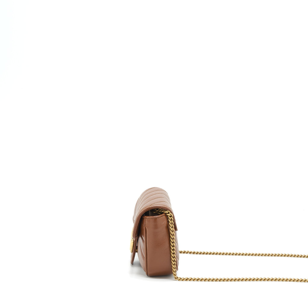 Gucci GG Marmont Matelasse Super Mini Bag Brown