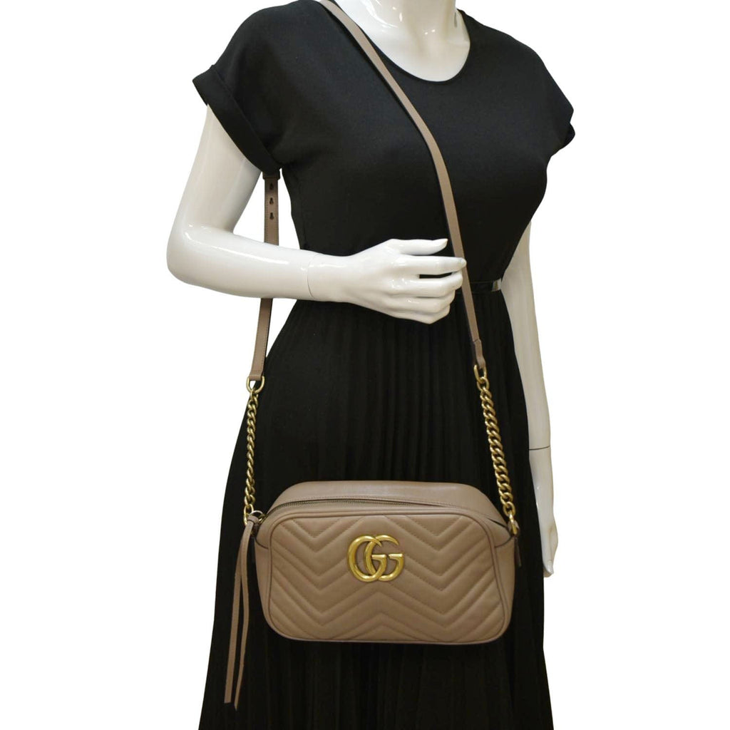GUCCI GG Marmont Matelasse Leather Crossbody Bag Dusty Pink 447632